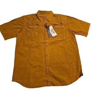 NWT Koman Men's Shirt Short Sleeve 2XL Copper Pockets Modern Urban 100% Cotton